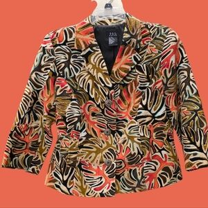Requirements Vibrant Leaf Pattern Blazer